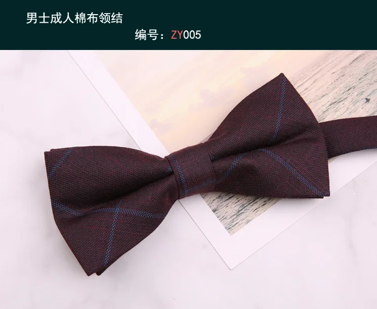 Хлопковый галстук-бабочка в клетку полоску для жениха Свадебный Мужской