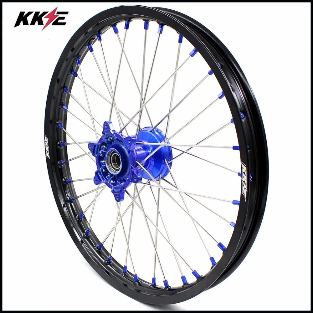 21/19 MX Давлением Мотоцикл колеса обод Набор для YAMAHA YZ125/250 1999- YZ250F 2001- YZ450F 2003- синий соски