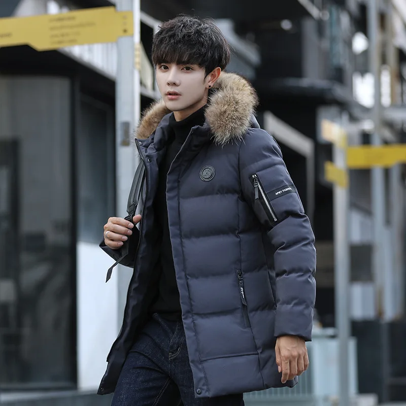 Мужская зимняя куртка корейская мода длинное пуховое пальто пуховики мужская