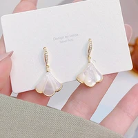 new design fashion shell women earring charm 14k real gold drop earrings temperament bijoux pendant jewelry accessories gift