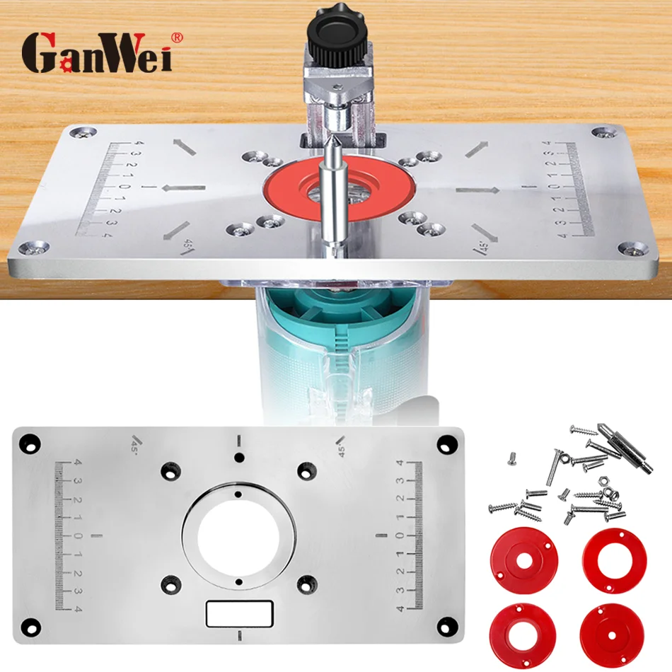 

GanWei Multifunctional Router Table Aluminium Insert Plate Trimmer Models Wood Plate Machine Engraving Machine Tools Component