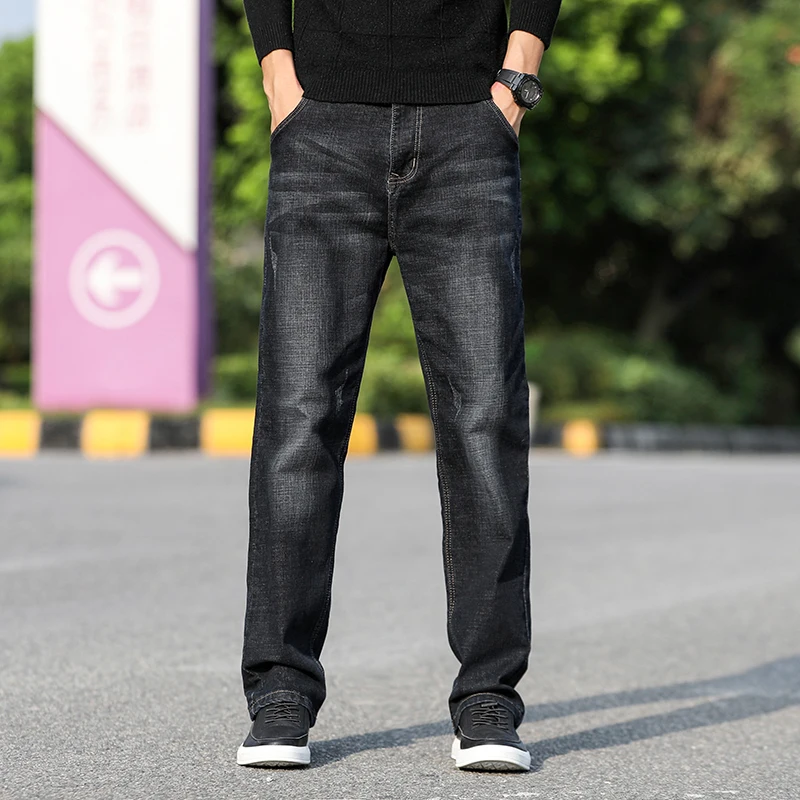 Men Jeans Black Classic Relaxed Fit Denim Spijkerbroeken Heren Pants Biker Stretch Moda Masculina Trousers Baggy Men'S