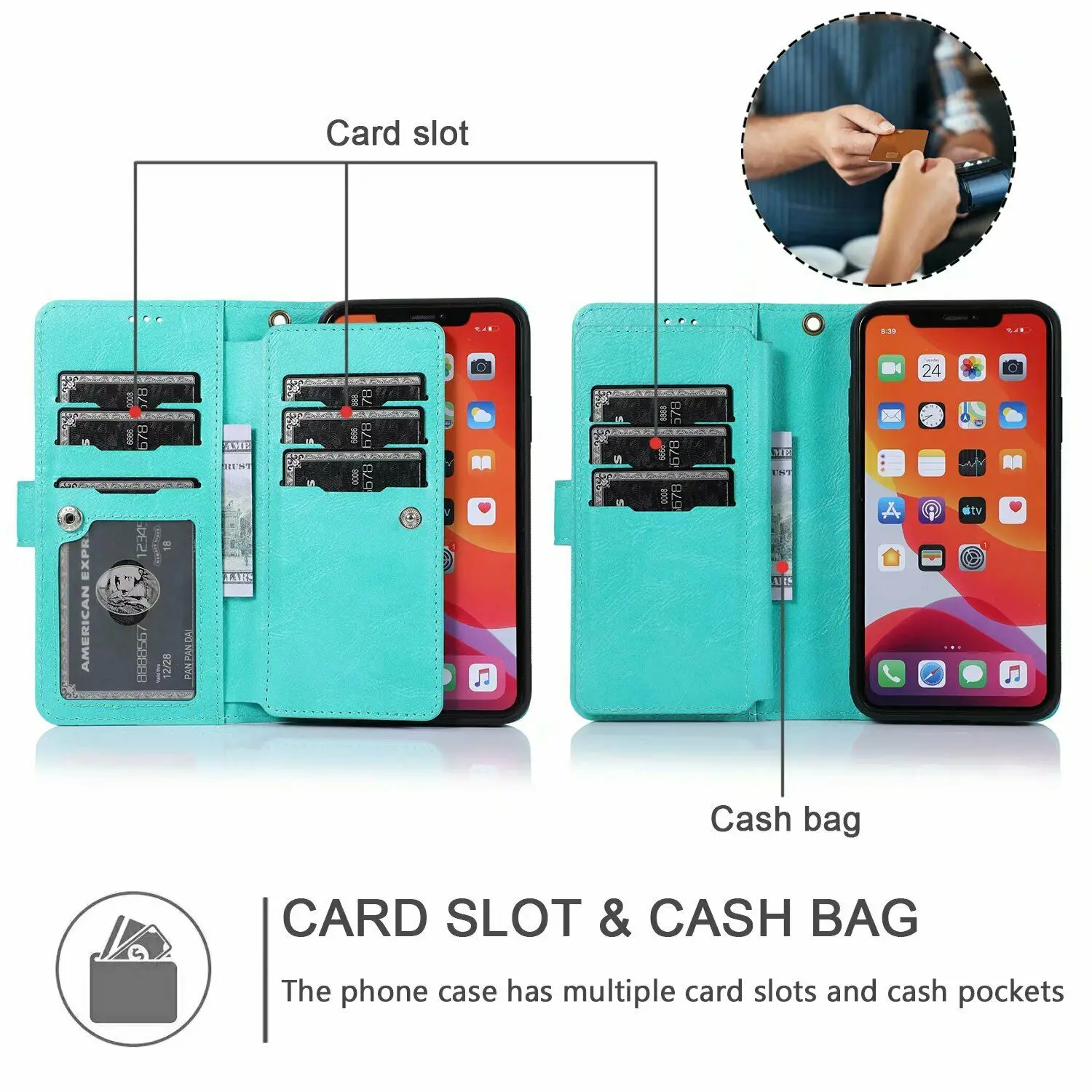 Роскошный кошелек из искусственной кожи на молнии для Apple iPhone 11 Pro X XS Max XR 8 7 6S Plus