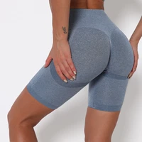 slim fit high waist yoga sport shorts hip push up women plain soft nylon fitness running shorts tummy control workout gym shorts