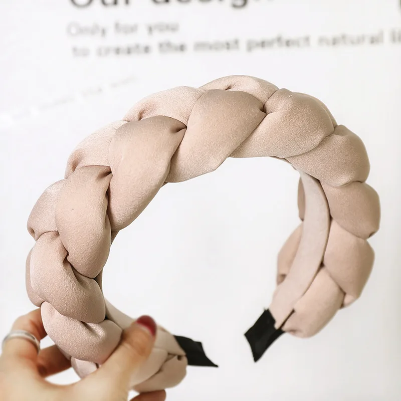 

New Solid Color Women Hairband Cross Knot Braid Headband Autumn Winter Thick Sponge Hair Band Wide Side Turban Girl's Headwear