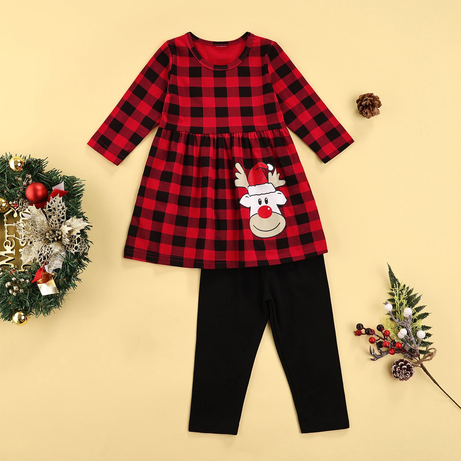 Рождественский Красный Клетчатый костюм Emmababy для маленьких девочек платье с