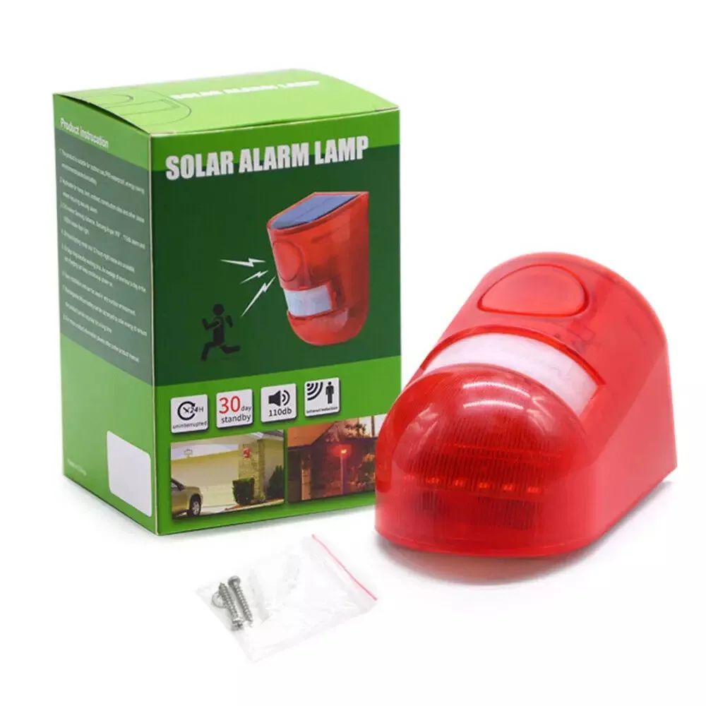 

ABS 8Pcs LED Chips US Patent PIR Emergency Motion Sensor 1000M Visible Flash Waring Microwave Warning Red LED Solar Alarm Lamp