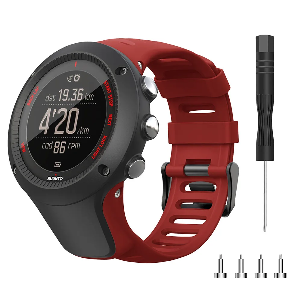 Резиновый силиконовый ремешок для SUUNTO Ambit 1 2 3 2R 2S Ambit 3S 3R 3P Ремешки для наручных часов 24 мм спортивные часы ремешок черная Пряжка браслет