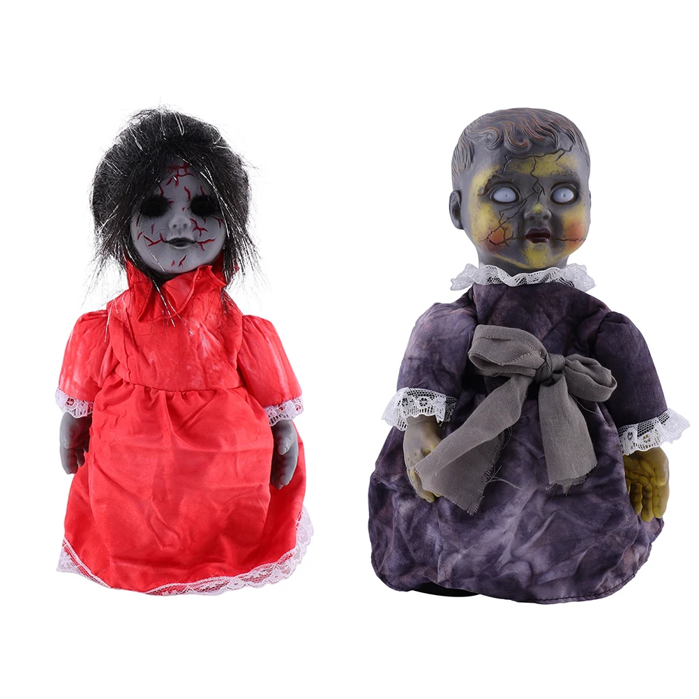 

2pcs Funny Scared Glowing Dolls Halloween Dolls Halloween Doll Adornments Party Props