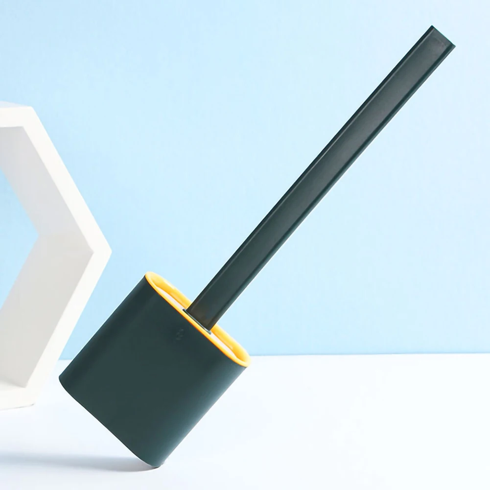 

Silicone Toilet Brush With Base Rubber Head Holder Floor-standing Wall-mounted Cleaning Brush Bathroom Cleaning Accessories