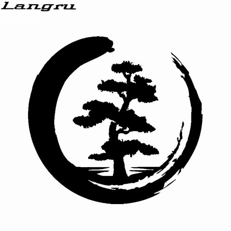 Langru 16 см * 15 4 интересные Древо жизни Zen Circle буддизм Йога виниловые наклейки на