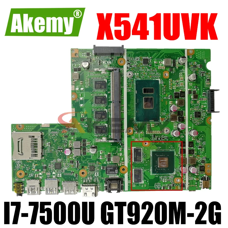 

Akemy X541UVK Laptop motherboard for ASUS X541UJ X541UV original mainboard 4GB-RAM I7-7500U GT920M-2G