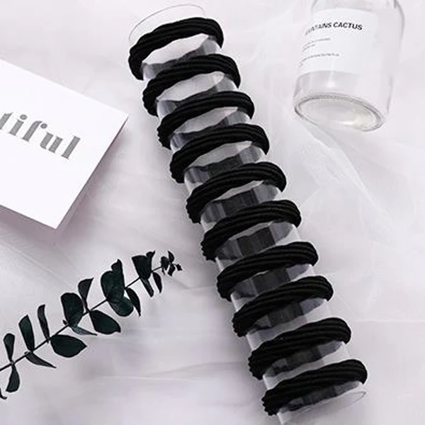 10pcs Black 10 шт./партия Женский однотонный резинки для волос лента для волос базовые эластичные резинки для волос конский хвост модная женская резинка для волос аксессуары - Цвет: 10pcs Black