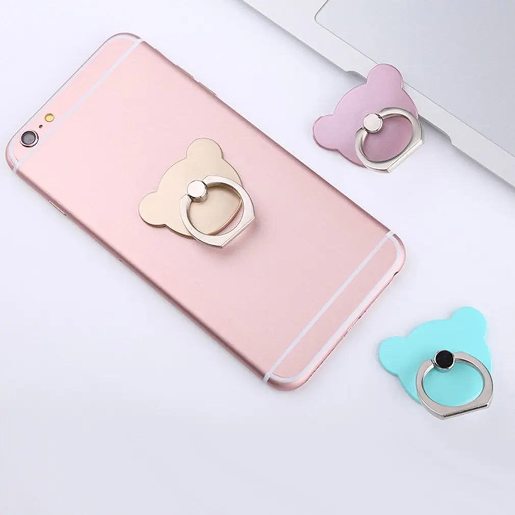 Finger Ring Stand Base Grip 360 Degree Rotating Bear-Shaped Ultra-Thin Metal Stand Foldable Universal Smartphone Stand
