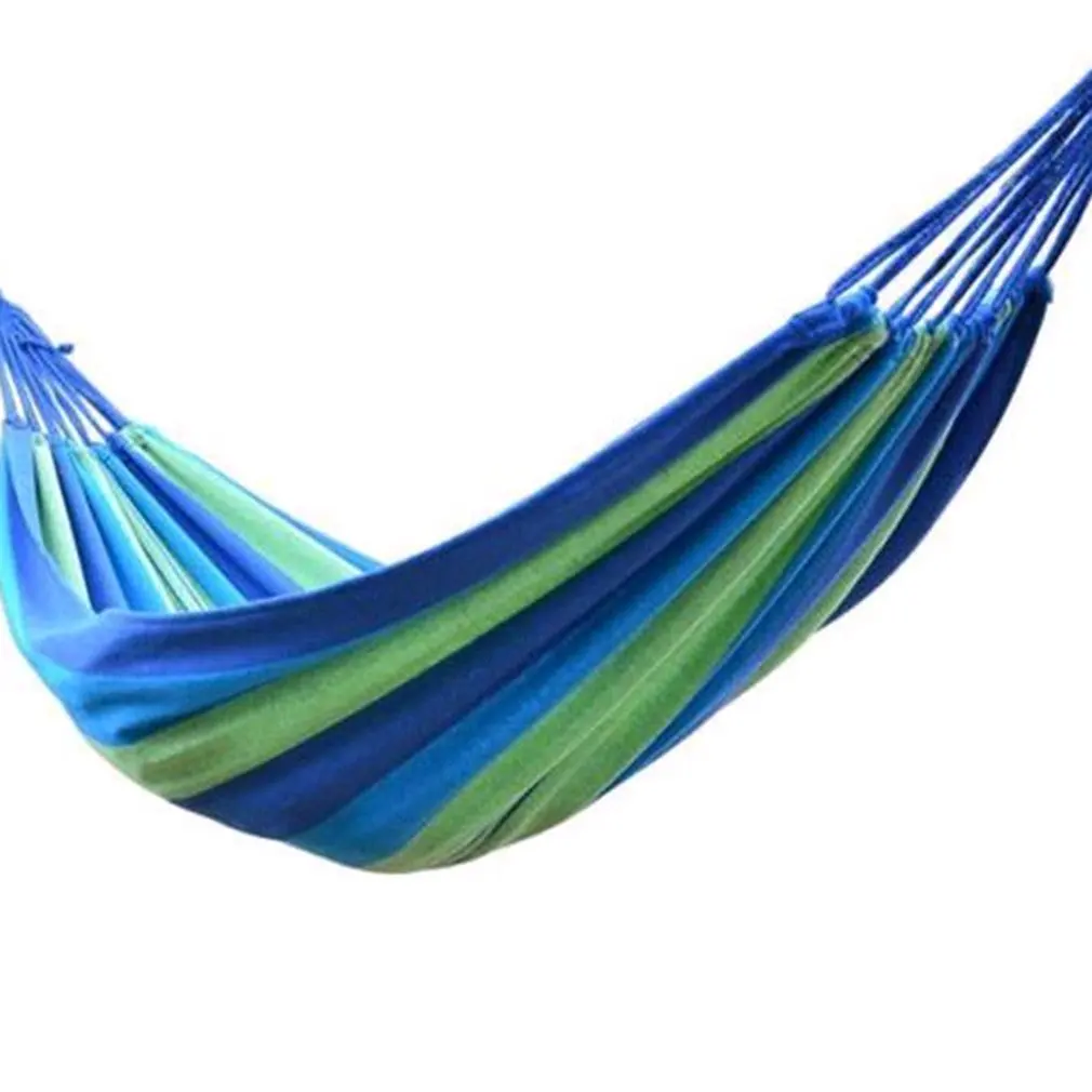 

280X80cm 2 Persons Striped Hammock Outdoor Leisure Bed Thickened Canvas Hanging Bed Sleeping Swing Hammock For Camping Hunting