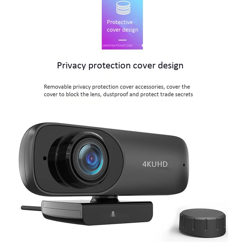 

AM05-Full HD Webcam, 2160P Computer Camera USB 4K HD Camera Fixed Focus Drive-Free H.264 Compression for Desktop/ Laptop