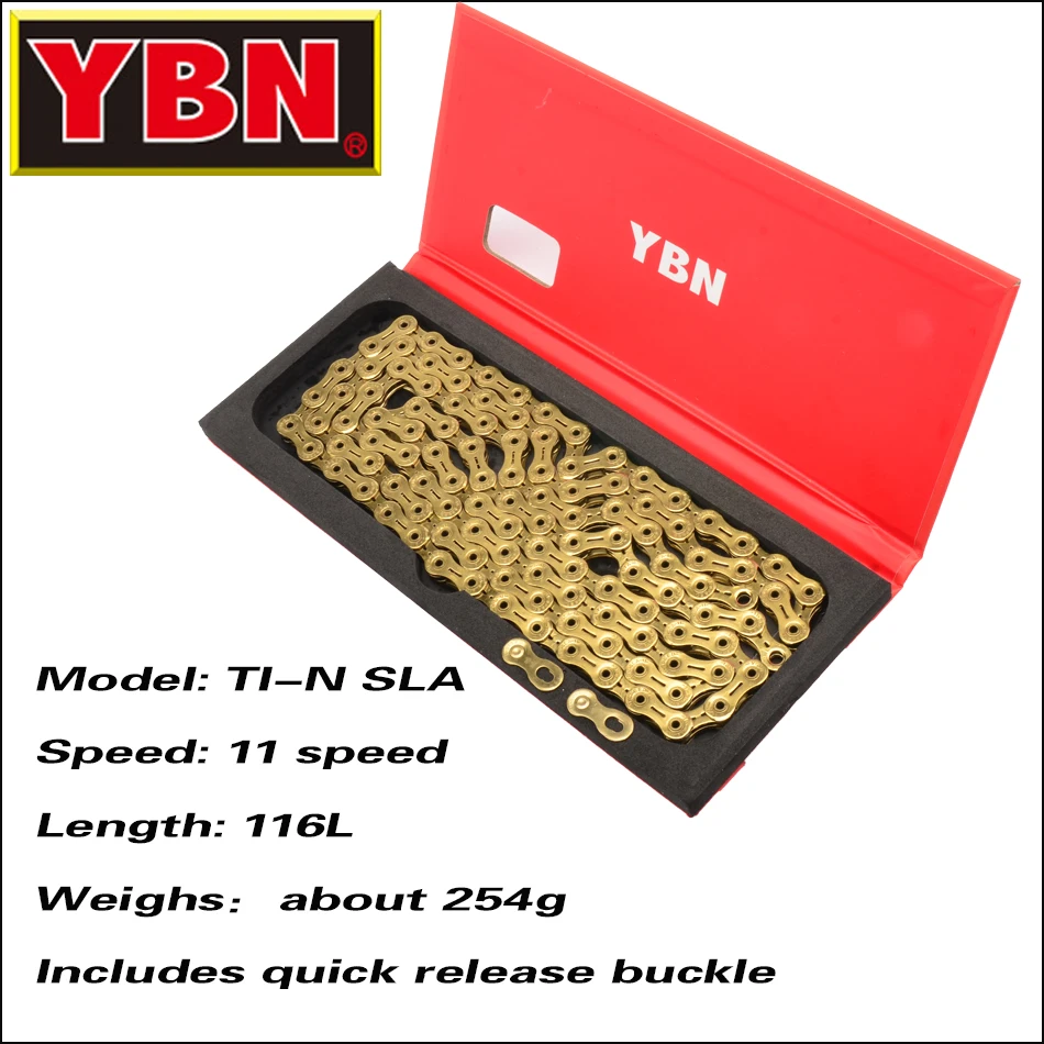 11S gold SL-SLA 116L YBN X12L x10 x10sl x9sl x11sl велосипедная цепь 9 10 11s Золотой горный шоссейный велосипед sram SHIMANO 116 Длина велосипедная цепь - Цвет: 11S gold SL-SLA 116L