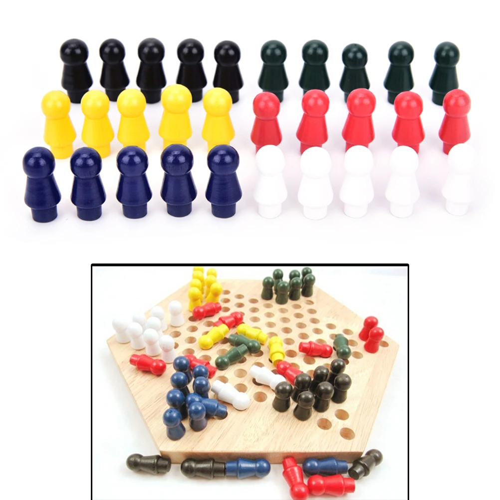 

60Pcs/set Chinese checkers 6 Color 10 pcs/Color of wooden checkers replacement game parts