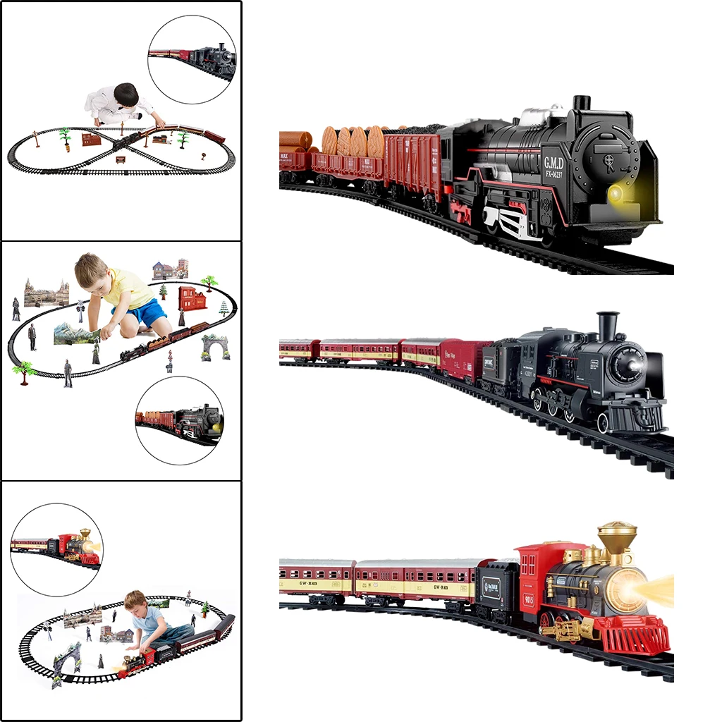 

Electric Action Locomotive Battery Operated Toy Train with Light and Sound Effects for Kids Age 3 and Up Boys and Girls