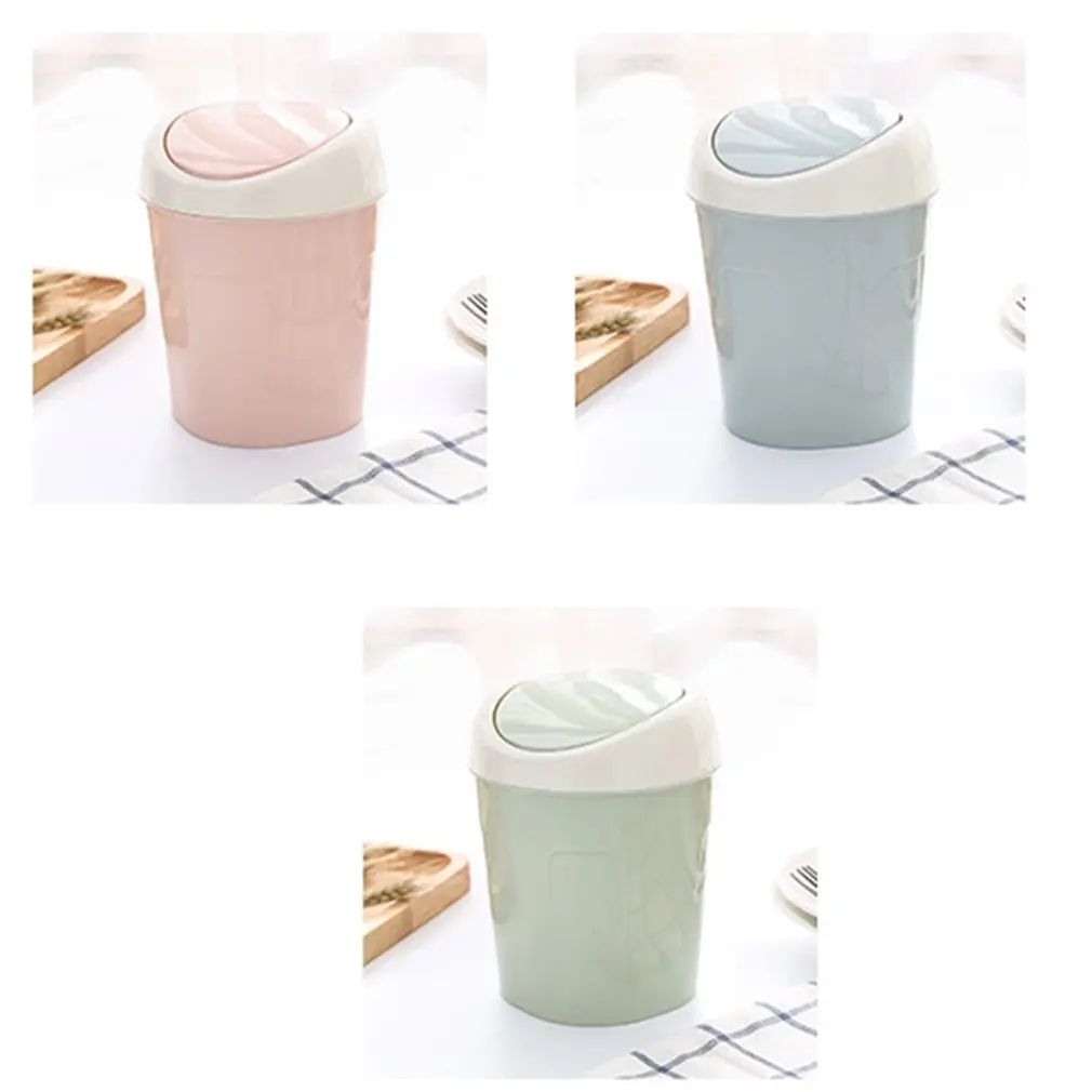 Креативная качающаяся крышка мини мусорная корзина пластиковая кухонная