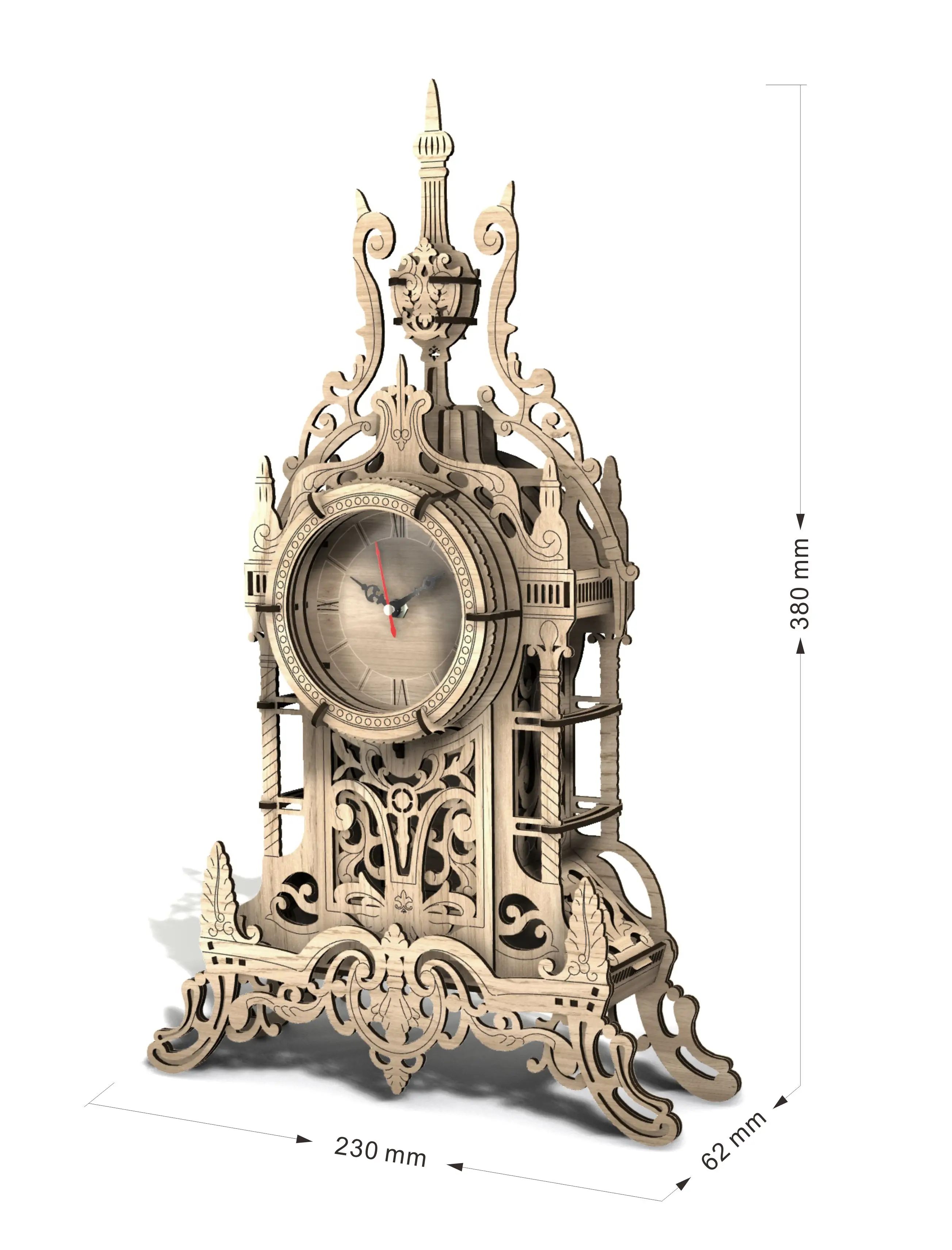 

MOC 3D Puzzle wooden clock Tower Laser Cutting 3D Belfry Table Clock Model Building Kits Toys - Black Walnut Color/Oak Color
