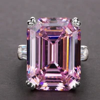 simple shiny big rectangle zircon women rings whitepink stones bridal wedding engagement ring top quality noble lady ring