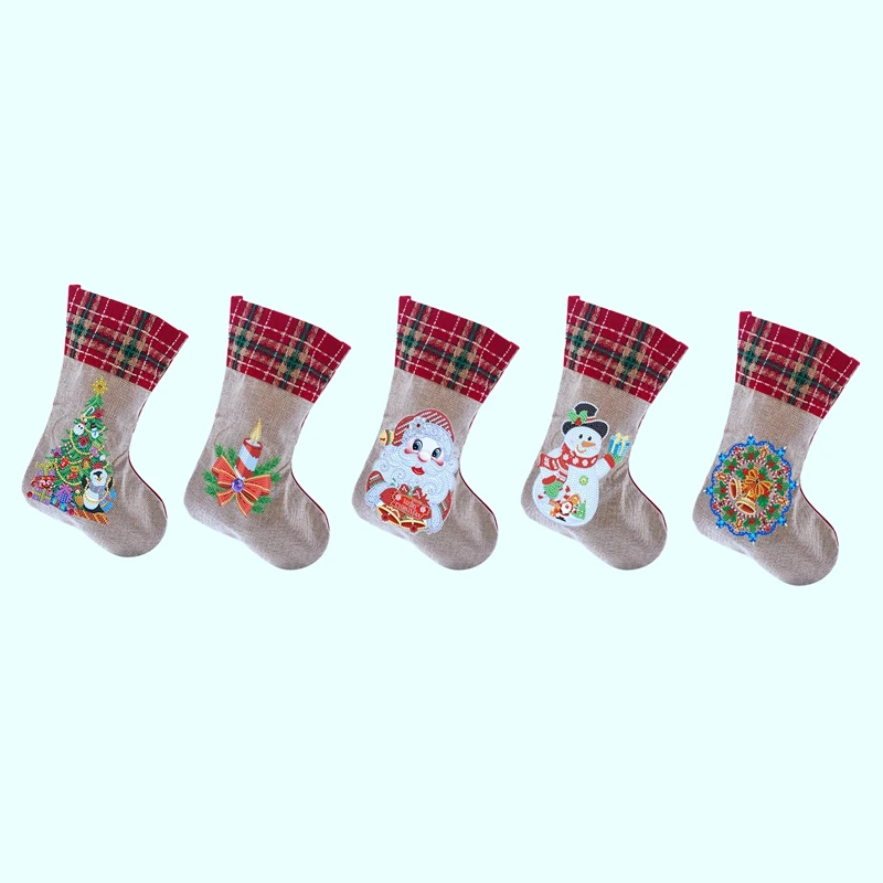 

Акция! Алмазные новогодние и рождественские носки «сделай сам», подарочные пакеты для конфет, декоративные домашние носки, украшения для ро...