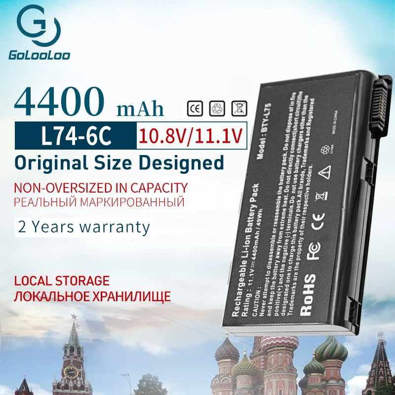 Аккумулятор Golooloo для ноутбука MSI BTY-L74 BTY-L75 A5000 A6000 A6203 A6205 A7200 CR600 CR610 CR610X CR620 CR630 CR700 CX600