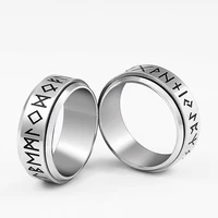 vintage viking rune ring men women nordic odin stainless steel rotatable viking letter ring fashion amulet jewelry gift