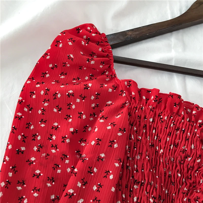 Пляжная женская блузка OUMENGKA в стиле бохо с цветочным принтом короткая длинным