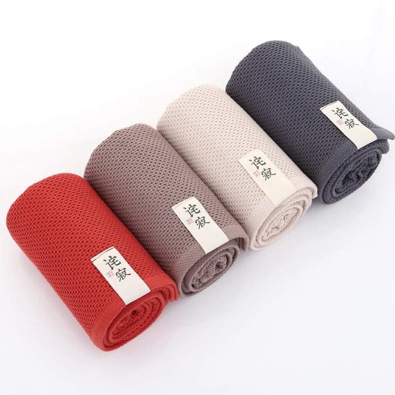 

70x140CM Cotton Quick-dry Towel Plaid Bath Towels Cotton Soft Dry Towels Kitchen Clean Honeycomb Absorbent Towels Solid Color