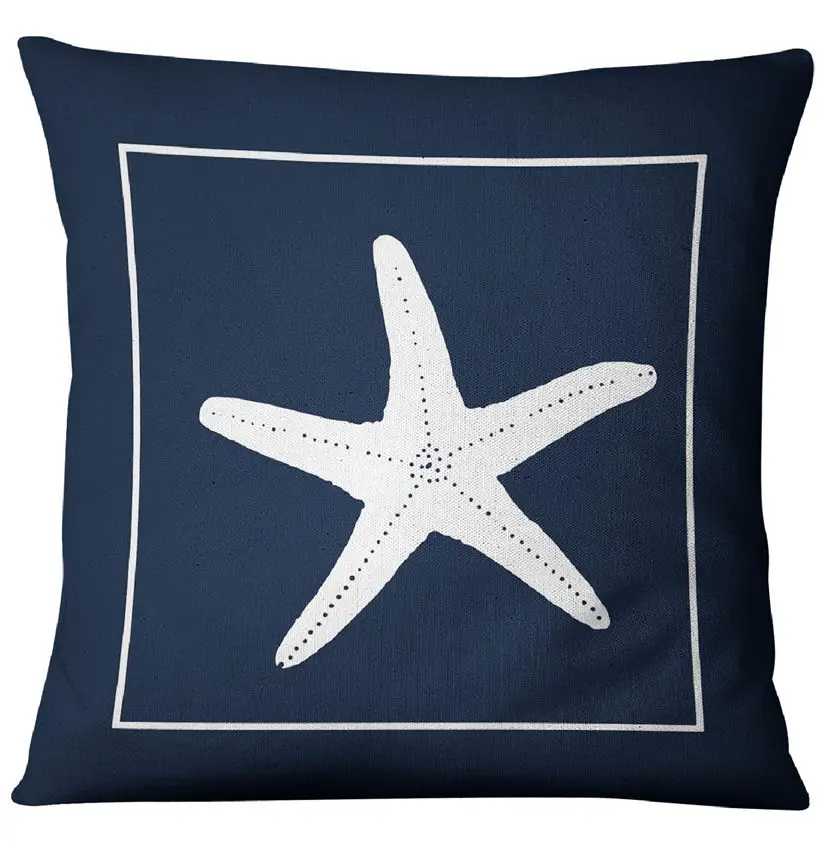 

Blue anchor sailor sailing American ocean style linen pillow set home fabric Mediterranean cushion