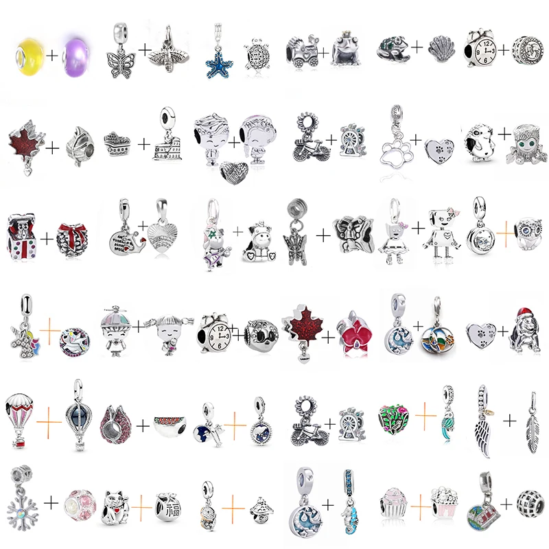 2 шт. в комплекте с бусинами «Принцесса Русалочка» и «Минни», очаровательный браслет Pandora, ожерелье для женщин, аксессуары для изготовления ювелирных изделий