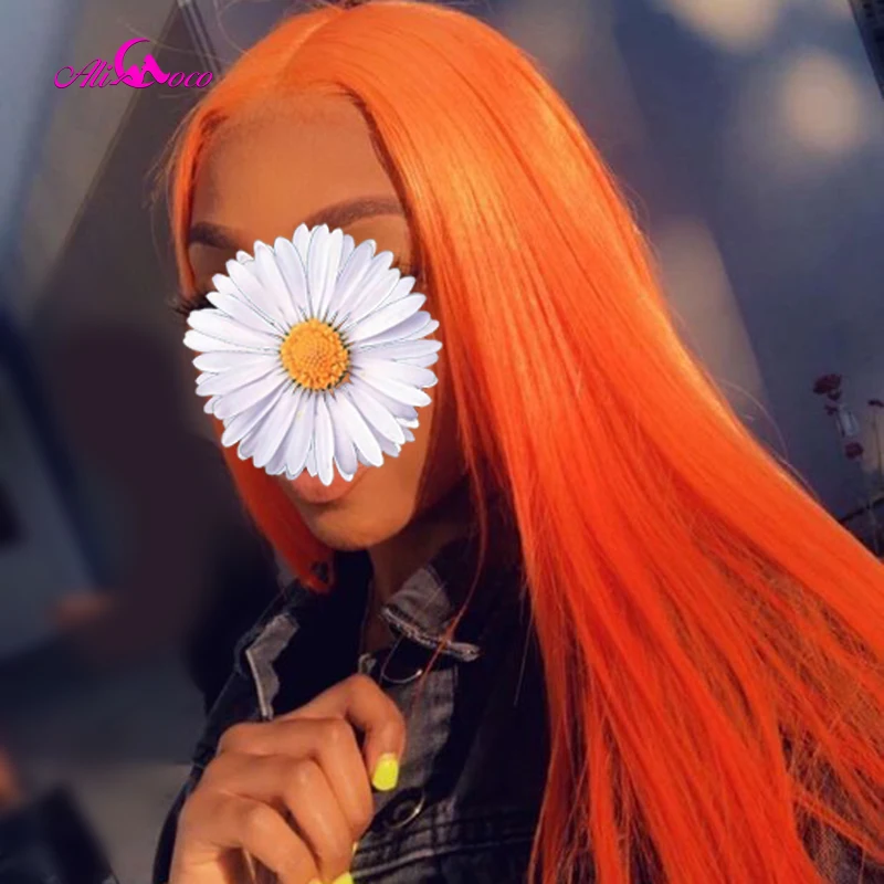 Ali Coco 13X4 бразильские Прямые кружевные передние парики 150% плотность красные