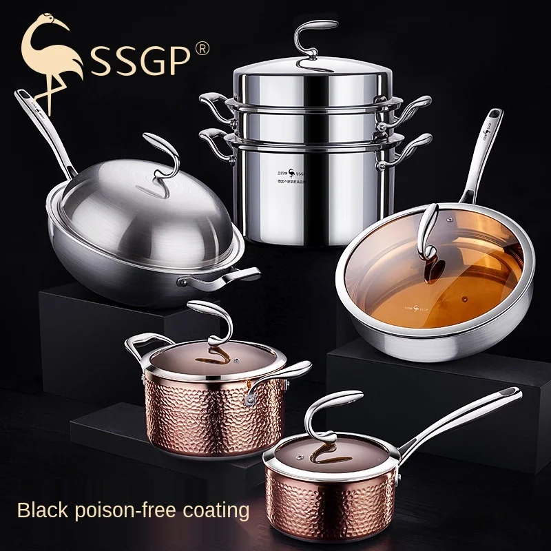 Кастрюли из нержавеющей стали 316 для готовки без покрытия антипригарная