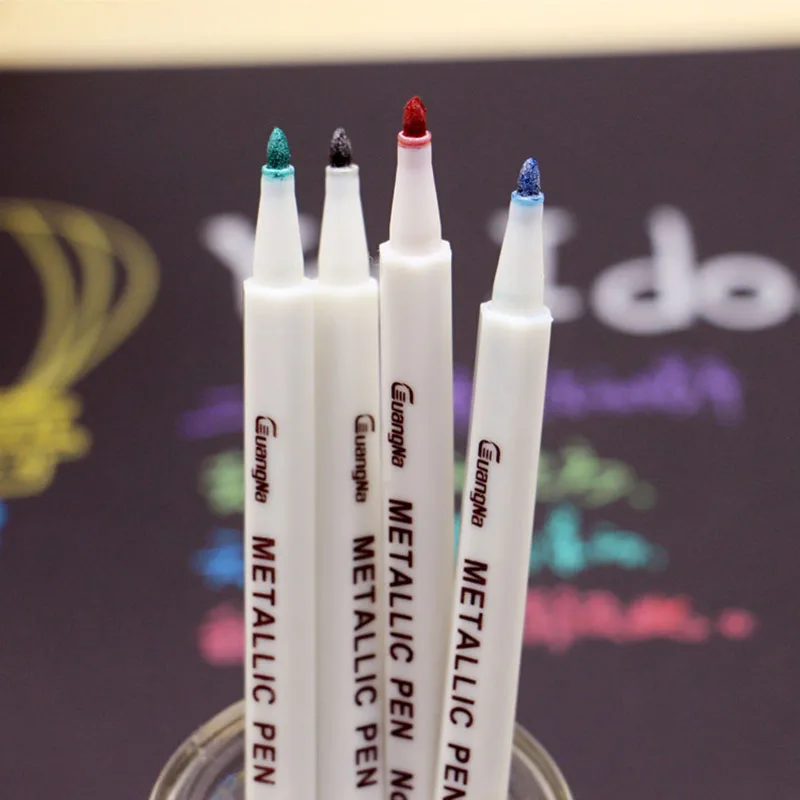 10 Pcs/Box Antistress Drawing Painting Marker Pens Metallic Color Pen Educational Toys for Children Black Paper Art Supplies | Игрушки и