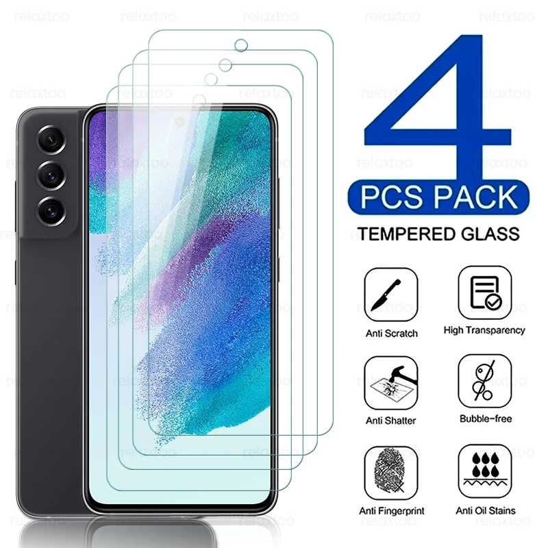 

4 шт. 9H закаленное стекло для Samsung Galaxy S21FE S21 FE 5G 2022 SM-G990B/DS 6,4 "HD взрывозащищенные Защитные пленки для экрана