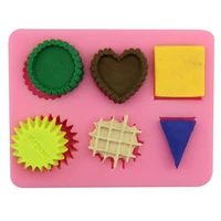 clay dessert silicone mold pink waffle cupcake cake bottom waffle dessert creamy clay accessories