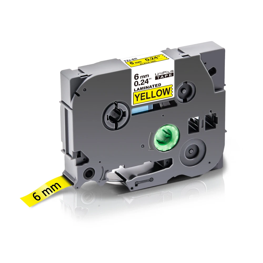 Совместимая лента маркера UniPlus 6PK 611 черная на желтой ленте 6 мм * 8 м 1/4 дюйма|Ленты
