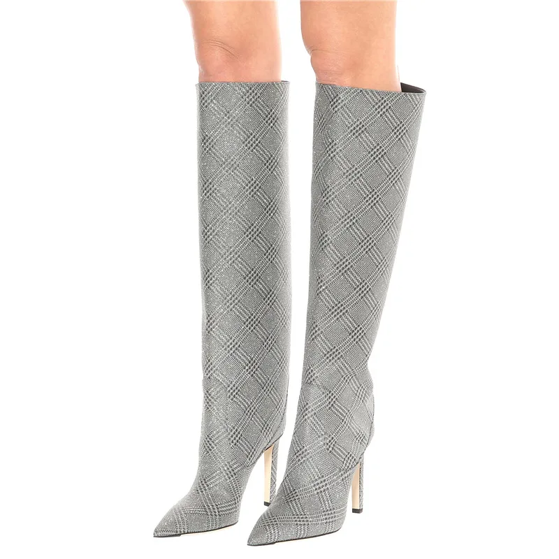 

Brand Designed Women Long Boots High Thin Heel Knee Boots Pointed Toe Night Club Motorcycle Prom Botas Mujer Big Size Shoes35-48