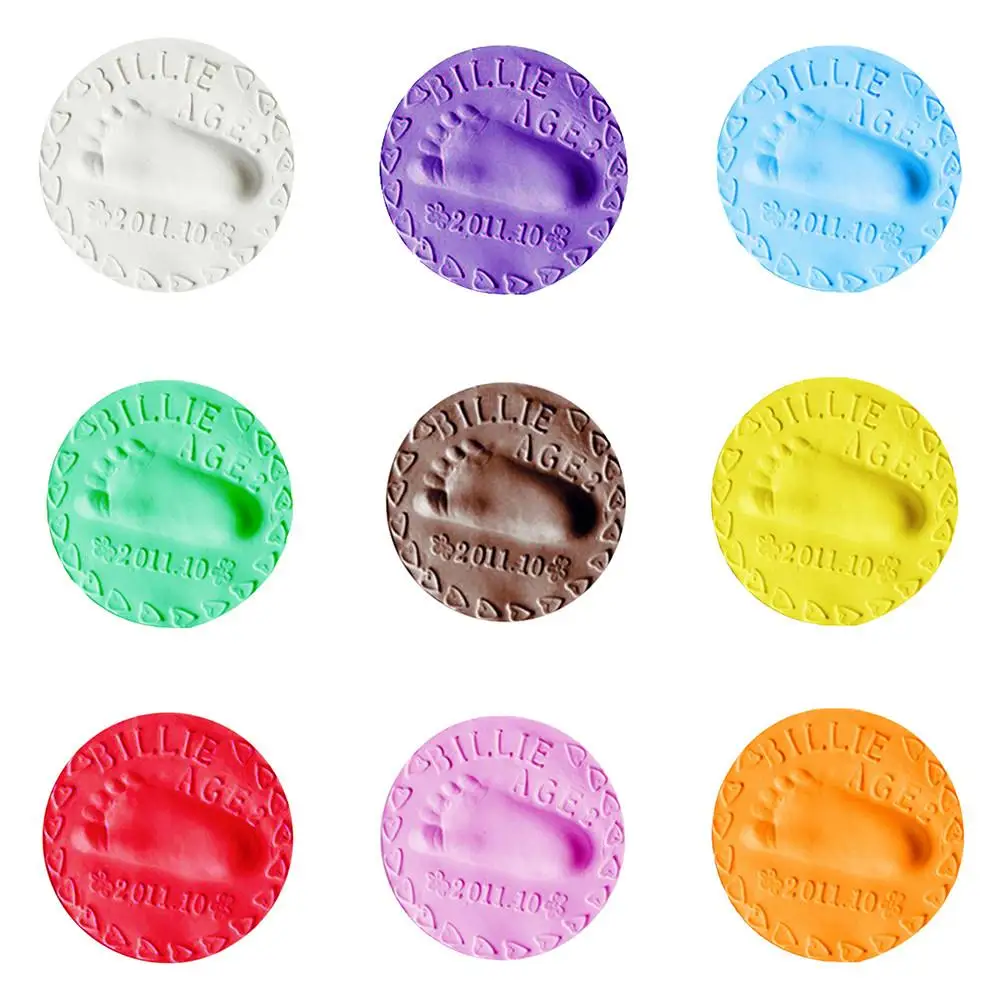 

1pcs Baby Footprint Dry Air Soft Clay Infant And Child Growth Record Souvenir Footprint Mud 20g Multicolor Optional