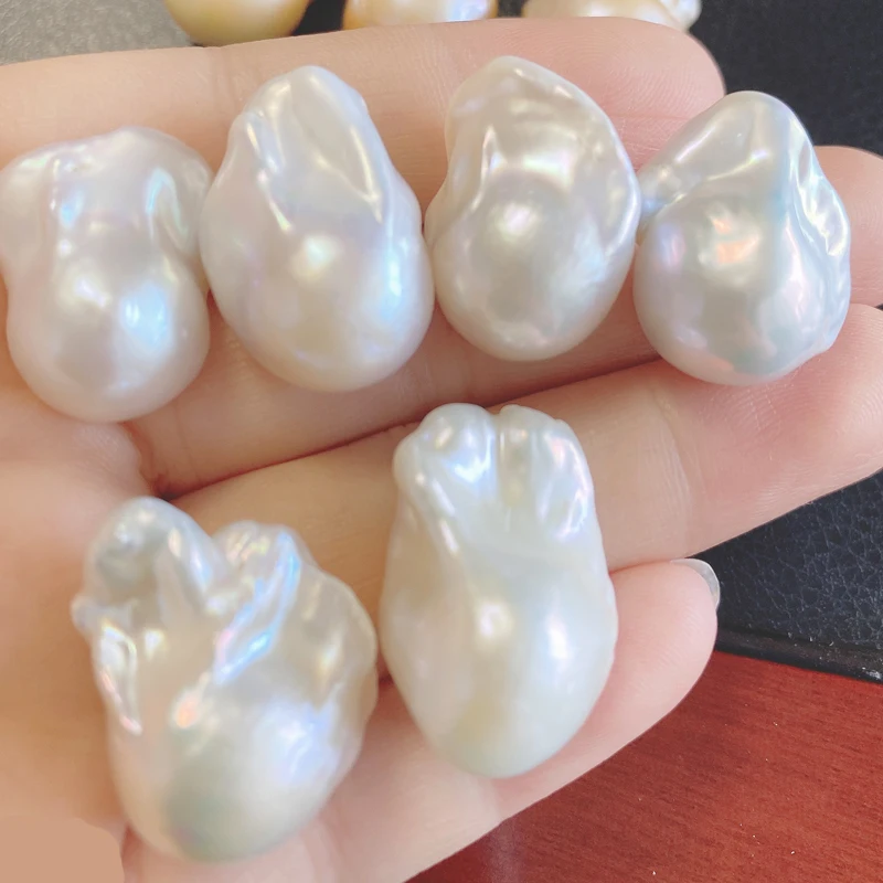 Perlas barrocas 3A de 15-16mm de alta calidad, perlas naturales de agua dulce, impecable, medio agujero perforado, sueltas para joyería de perlas
