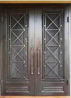 Hench wrought iron doors design With dual panel glass delivery to Australia house hc-1