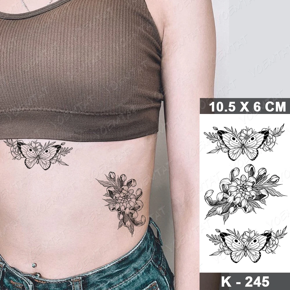 Waterproof Temporary Tattoo Sticker Old School Planet Dark Sexy Butterfly Flower Flash Tatoo Fake Tatto For Body Art Women Men