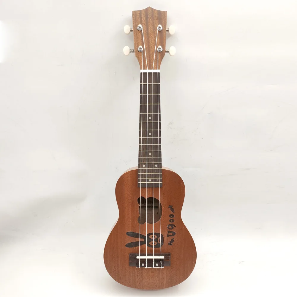 

21-Inch Full-Sapele Ukulele Rabbit Bear Sound Hole Pattern Musical Instrument