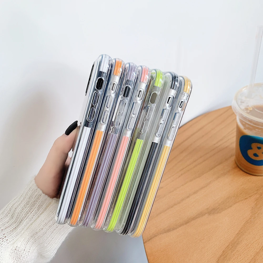 

Colorful Shockproof Clear Phone Case for iPhone 11 Pro 11Pro X XS XR Max 8 7 6 6S 10 Plus TPU Transparent Protection Back Cover