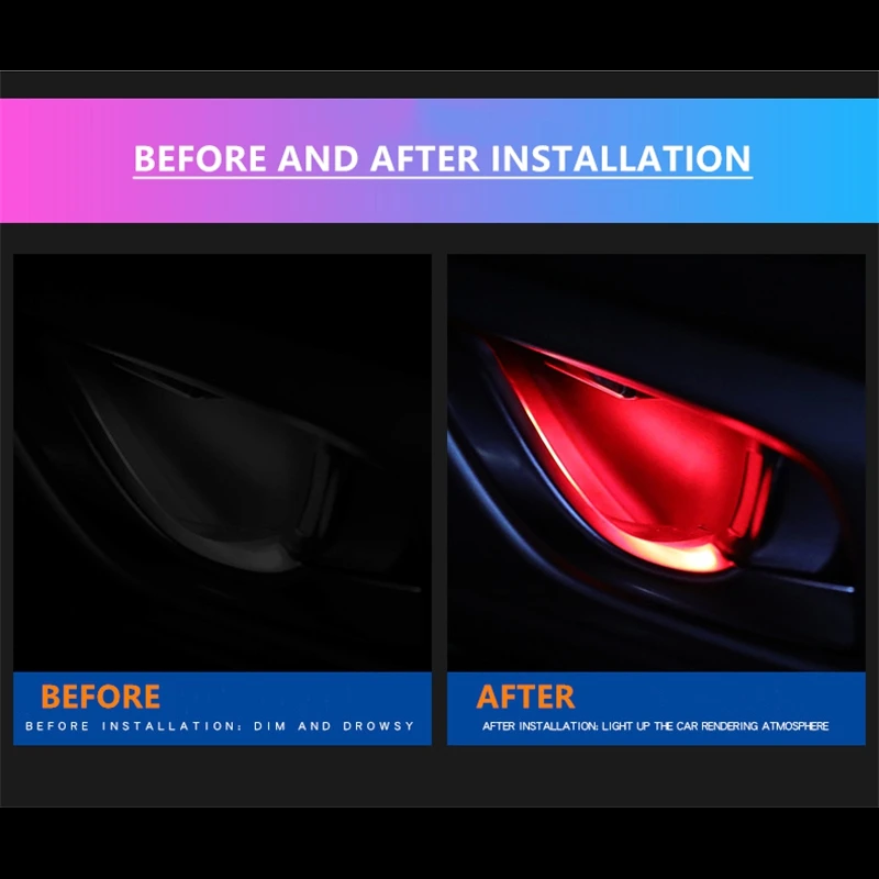 QCDIN светодиодный светильник для салона автомобиля с ручкой на двери декоративный