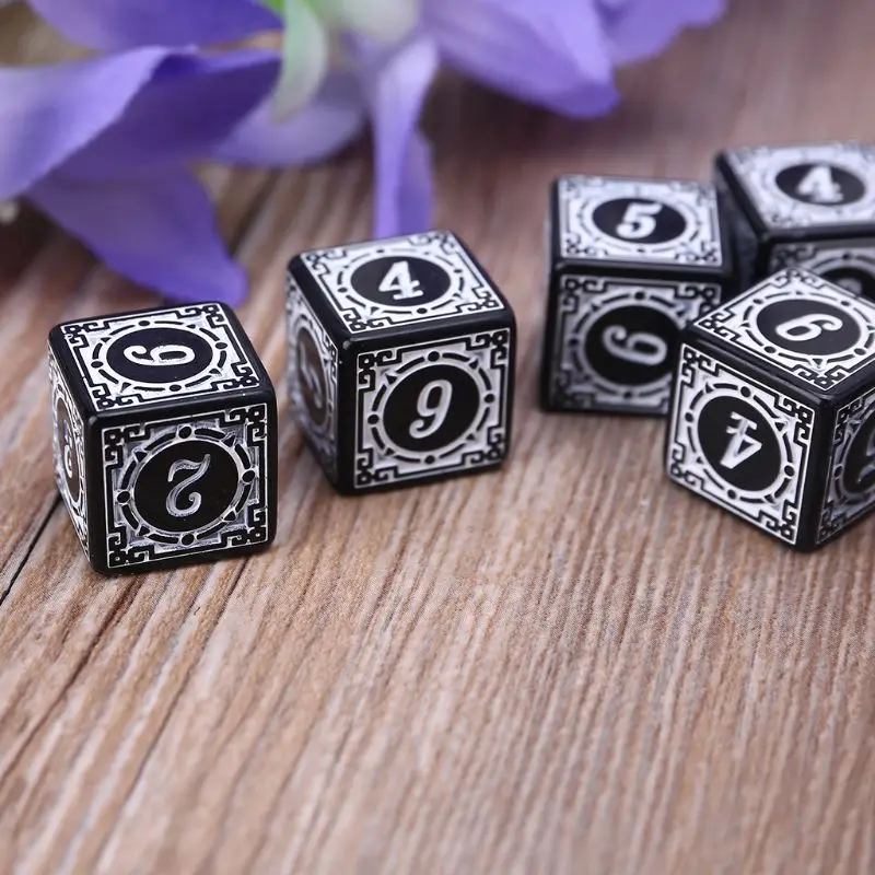 

10Pcs D6 Polyhedral Dice Square Edged Numbers 6 Sided Dices Beads Table Board Game for Bar Party