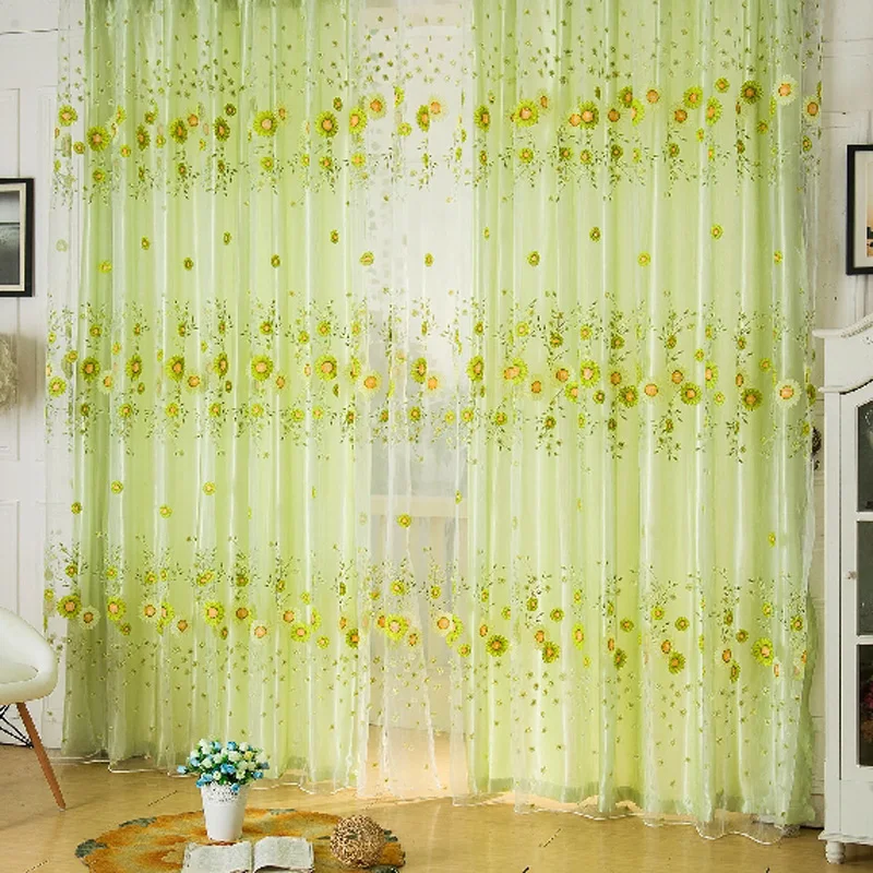 1pc green 1/2 шт., 1x2,5 м, Европейский узор пионов, вуаль, занавески, тюль, отвесные подзоры, домашний декор, фиолетовые/розовые/кофейные шторы - Цвет: 1pc green