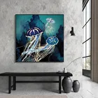 Абстрактный плакат с Медузой, осьминог, кальмар и принты, настенная живопись на холсте, современное настенное животное для гостиной, украшение для дома